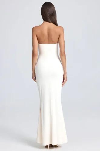 Tallullah Bandeau-Korsettkleid mit Rüschenbesatz in Elfenbein