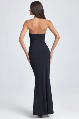 Tallullah Bandeau-Korsettkleid mit Rüschenbesatz in Schwarz