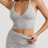 Tanktop aus grobem Strick in Grau meliert Tanktop aus grobem Strick in Grau meliert