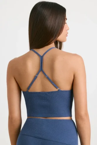 Tanktop aus grobem Strick in Washed Navy
