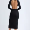 Tarai Modal-Midaxi-Kleid mit Rüschen in Schwarz Tarai Modal-Midaxi-Kleid mit Rüschen in Schwarz
