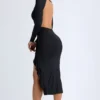 Tarai Modal-Midaxi-Kleid mit Rüschen in Schwarz Tarai Modal-Midaxi-Kleid mit Rüschen in Schwarz
