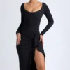 Tarai Modal-Midaxi-Kleid mit Rüschen in Schwarz Tarai Modal-Midaxi-Kleid mit Rüschen in Schwarz