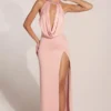 Teodora-Kleid mit Wasserfallausschnitt und Oberschenkellänge in Blush Pink Teodora-Kleid mit Wasserfallausschnitt und Oberschenkellänge in Blush Pink