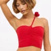 Tesia Slinky Jersey Rose Detail Asymmetrisches Oberteil in Scharlachrot Tesia Slinky Jersey Rose Detail Asymmetrisches Oberteil in Scharlachrot