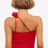 Tesia Slinky Jersey Rose Detail Asymmetrisches Oberteil in Scharlachrot Tesia Slinky Jersey Rose Detail Asymmetrisches Oberteil in Scharlachrot