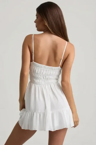 Tessara Minikleid mit gerafftem Oberteil in Weiß