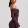 Thais Minikleid aus Modal-Kaschmir-Mischung mit gerafften Schultern in Espresso Thais Minikleid aus Modal-Kaschmir-Mischung mit gerafften Schultern in Espresso