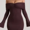 Thais Minikleid aus Modal-Kaschmir-Mischung mit gerafften Schultern in Espresso Thais Minikleid aus Modal-Kaschmir-Mischung mit gerafften Schultern in Espresso
