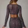 Thalassa Transparenter, verzierter Minirock mit V-Taille in Navy Thalassa Transparenter, verzierter Minirock mit V-Taille in Navy
