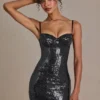 Theodora Premium-Minikleid aus Pailletten-Spitze in Schwarz Theodora Premium-Minikleid aus Pailletten-Spitze in Schwarz