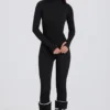Thermo-Base-Layer-Jumpsuit in Schwarz mit Leopardenmuster