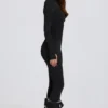 Thermo-Base-Layer-Jumpsuit in Schwarz mit Leopardenmuster