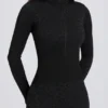Thermo-Base-Layer-Jumpsuit in Schwarz mit Leopardenmuster
