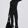 Thermo-Base-Layer-Jumpsuit in Schwarz mit Leopardenmuster