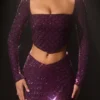 Thora verziertes asymmetrisches Crop-Top in Deep Purple Thora verziertes asymmetrisches Crop-Top in Deep Purple