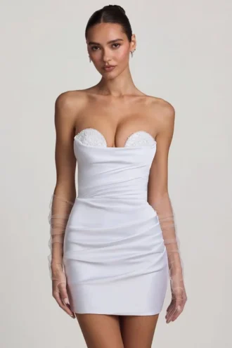 Tirza Minikleid mit gerafftem Korsett in Weiß