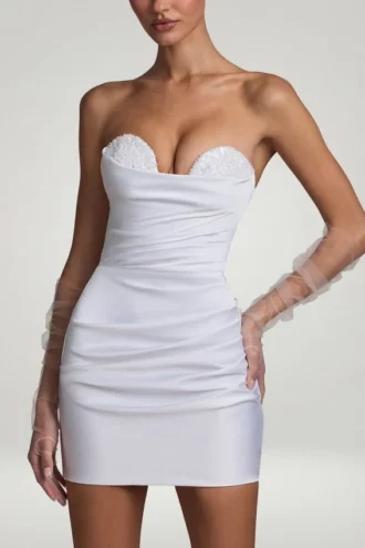 Tirza Minikleid mit gerafftem Korsett in Weiß