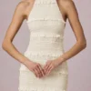 Tove Maxikleid mit Rüschen und rückenfreiem Neckholder in Elfenbein Tove Maxikleid mit Rüschen und rückenfreiem Neckholder in Elfenbein