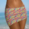 Tropea Asymmetrischer, geraffter Micro-Mini-Rock mit leuchtendem Multicolor-Print
