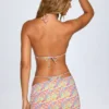 Tropea Asymmetrischer, geraffter Micro-Mini-Rock mit leuchtendem Multicolor-Print