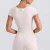 Unitard mit Rundhalsausschnitt in gewaschenem Creme