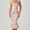 Valentina Layered Bra-Detail Fishtail Midaxi-Kleid mit Primrose-Blumenprint Valentina Layered Bra-Detail Fishtail Midaxi-Kleid mit Primrose-Blumenprint