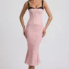 Valentina Midaxi-Kleid mit Lagen- und BH-Details in Rosa mit Polka-Dots Valentina Midaxi-Kleid mit Lagen- und BH-Details in Rosa mit Polka-Dots