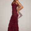 Vasanta Verziertes Applikations-Korsettkleid mit weichem Ausschnitt in Weinrot Vasanta Verziertes Applikations-Korsettkleid mit weichem Ausschnitt in Weinrot