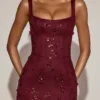 Vasanta Verziertes Applikations-Korsettkleid mit weichem Ausschnitt in Weinrot Vasanta Verziertes Applikations-Korsettkleid mit weichem Ausschnitt in Weinrot