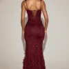 Vasanta Verziertes Applikations-Korsettkleid mit weichem Ausschnitt in Weinrot Vasanta Verziertes Applikations-Korsettkleid mit weichem Ausschnitt in Weinrot