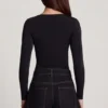 Vayla Soft Jersey Sweetheart Ruched Langarm-Oberteil in Schwarz Vayla Soft Jersey Sweetheart Ruched Langarm-Oberteil in Schwarz
