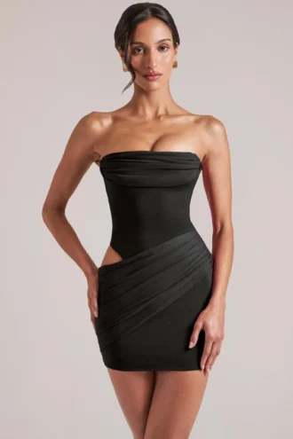 Veda Bandeau-Bodycon-Minikleid in Schwarz