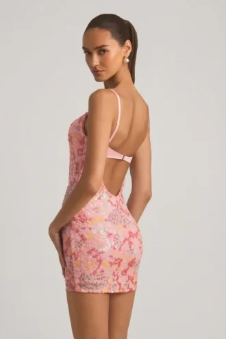 Velena verziertes, figurbetontes Minikleid in Rosa