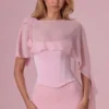 Velina Chiffon-Cape in Blush Pink