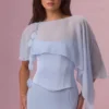 Velina Chiffon-Cape in Puderblau