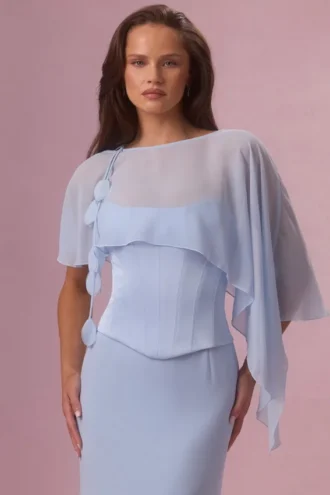 Velina Chiffon-Cape in Puderblau