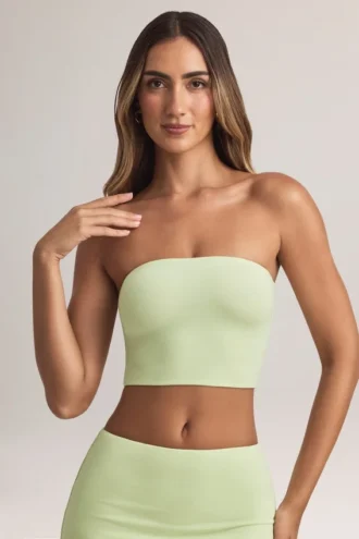 Verna Modal-Trägerloses Crop-Top in Salbeigrün