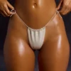 Verzierte Bademode-Bikinihose mit Kordelzug in Weiß Verzierte Bademode-Bikinihose mit Kordelzug in Weiß