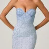 Vesna Verziertes Fishtail-Kleid mit Herzausschnitt in Himmelblau Vesna Verziertes Fishtail-Kleid mit Herzausschnitt in Himmelblau