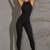 Vida Racer Neck Jumpsuit in Schwarz