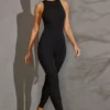 Vida Racer Neck Jumpsuit in Schwarz