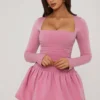 Viola Langarm-Minikleid mit Bubble-Saum in Mauve Viola Langarm-Minikleid mit Bubble-Saum in Mauve