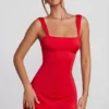 Violetta Minikleid mit Schnürung am Rücken in Rot Violetta Minikleid mit Schnürung am Rücken in Rot
