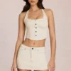 Virella Denim Low-Rise-Skort in Elfenbein Virella Denim Low-Rise-Skort in Elfenbein