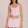 Virella Denim-Skort mit niedriger Leibhöhe in Blossom Pink Virella Denim-Skort mit niedriger Leibhöhe in Blossom Pink