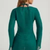 Vista – Transparentes Minikleid mit Cowl-Ausschnitt und Perlenverzierung in Jadegrün Vista – Transparentes Minikleid mit Cowl-Ausschnitt und Perlenverzierung in Jadegrün