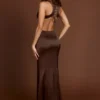 Vittoria Maxikleid mit Rundhalsausschnitt und Schnürung am Rücken in Schokoladenbraun Vittoria Maxikleid mit Rundhalsausschnitt und Schnürung am Rücken in Schokoladenbraun