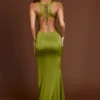 Vittoria Maxikleid mit U-Ausschnitt und Schnürung am Rücken in Olivgrün Vittoria Maxikleid mit U-Ausschnitt und Schnürung am Rücken in Olivgrün