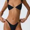 Volute verzierte Cheeky-Bikinihose in Schwarz